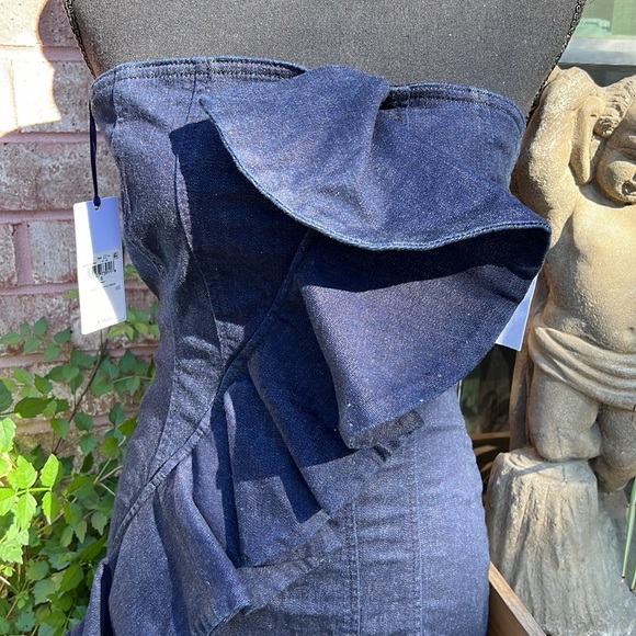 NWT Guess Strapless Ruffle Denim Dress Size S - Picture 7 of 13